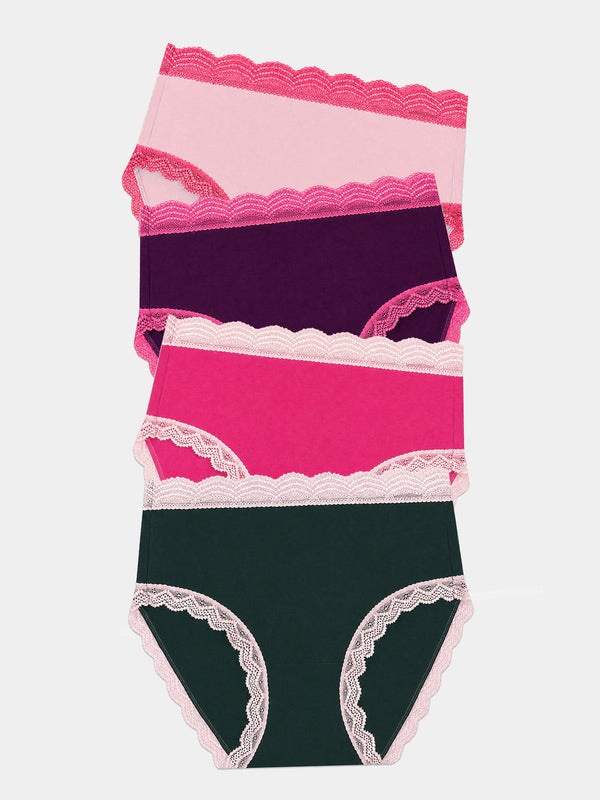 High Rise Brief Four Pack - Sugarplum Contrasts
