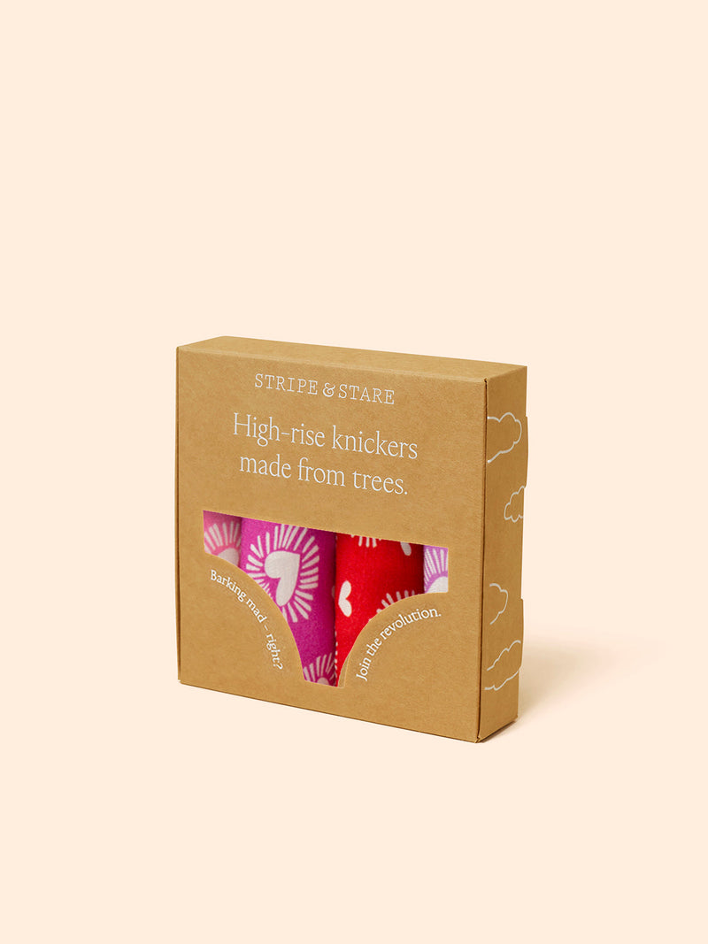 High Rise Brief Four Pack - Hearts on Fire