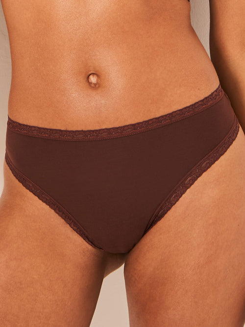 High Waisted Thong - Cocoa Stripe & Stare