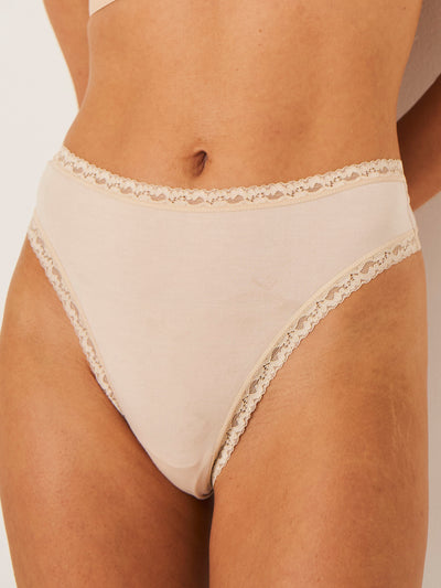 High Waisted Thong - Sand Stripe & Stare