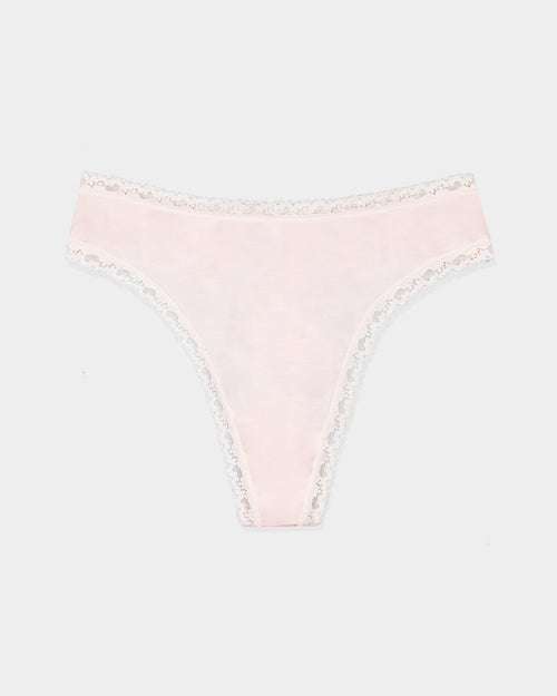 High Waisted Thong  - Pink-a-boo Stripe & Stare