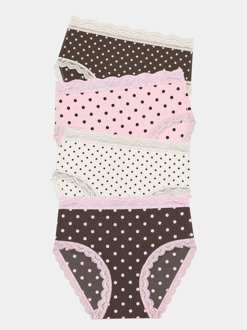 High Rise Brief Four Pack - Neapolitan Polkadot