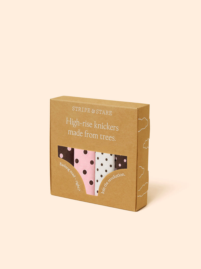 High Rise Brief Four Pack - Neapolitan Polkadot