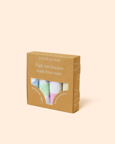 High Rise Brief Four Pack - Pastel Holiday Stripe Stripe & Stare