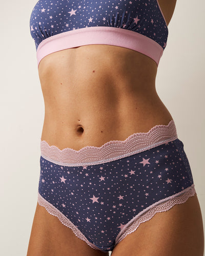 High Rise Brief - Indigo and Pirouette Stars Stripe & Stare