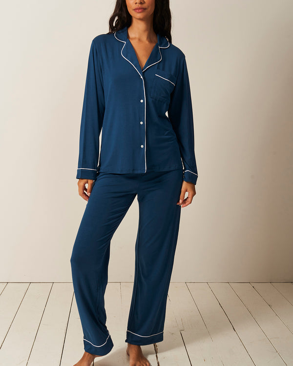 Long Pajama Set - Midnight Stripe & Stare