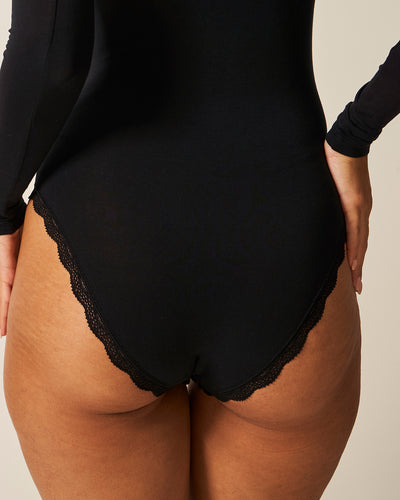 Long Sleeved Bodysuit - Black Stripe & Stare