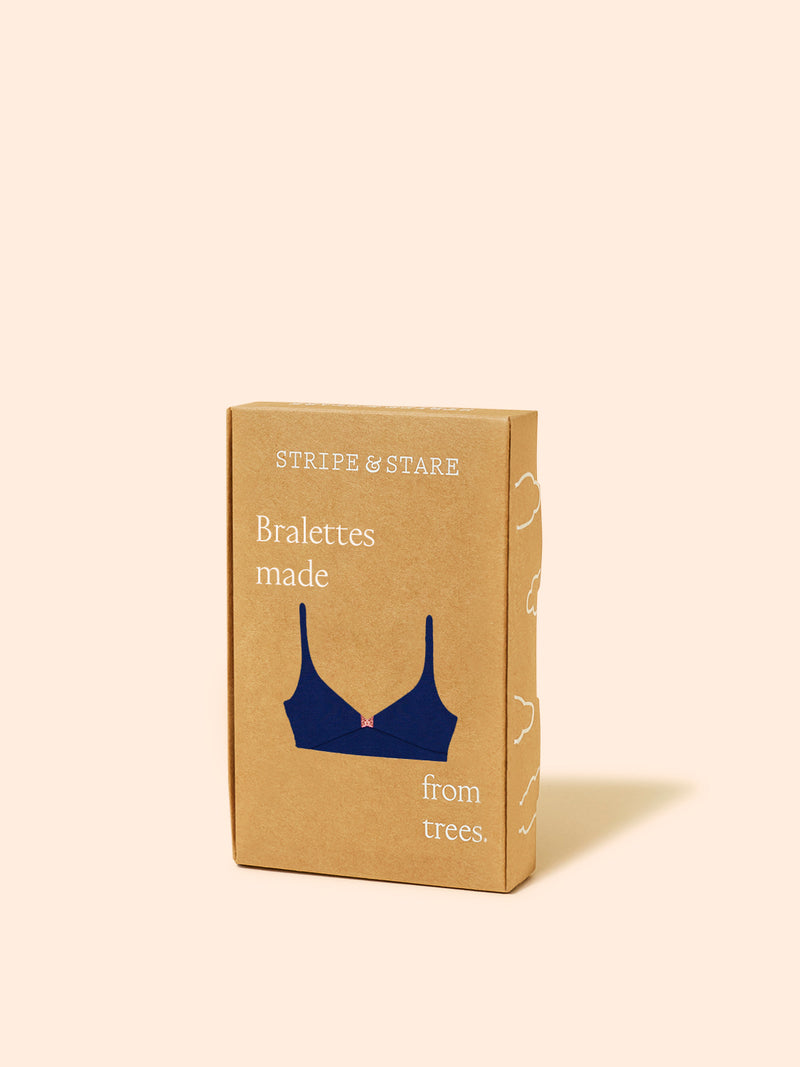 Lace Plunge Bra - Navy & Neon Peach