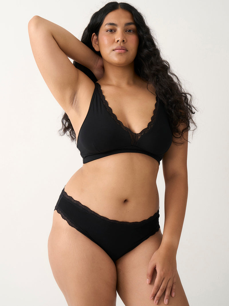 Mid Rise High Leg Brief - Black