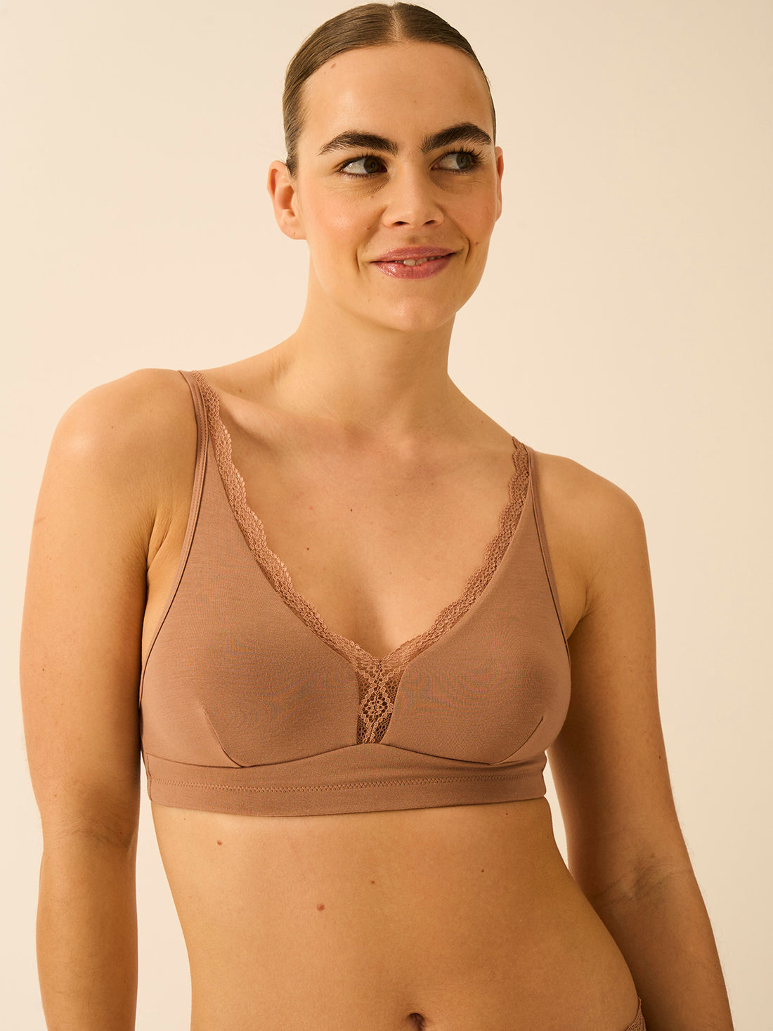 Lace Plunge Bra - Latte