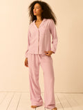 Soft Brushed Woven Pajama Bottoms - Lavender Haze Stripe