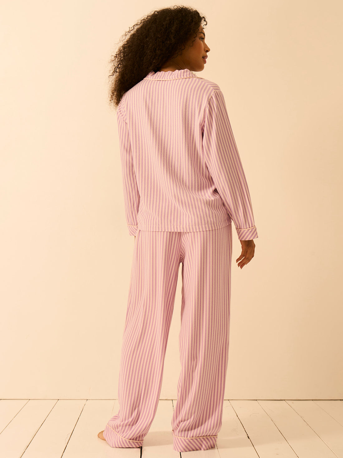 Soft Brushed Woven Pajama Top - Lavender Haze Stripe