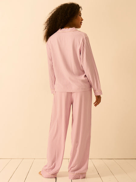 Soft Brushed Woven Pajama Top - Lavender Haze Stripe