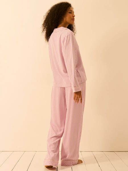 Soft Brushed Woven Pajama Bottoms - Lavender Haze Stripe