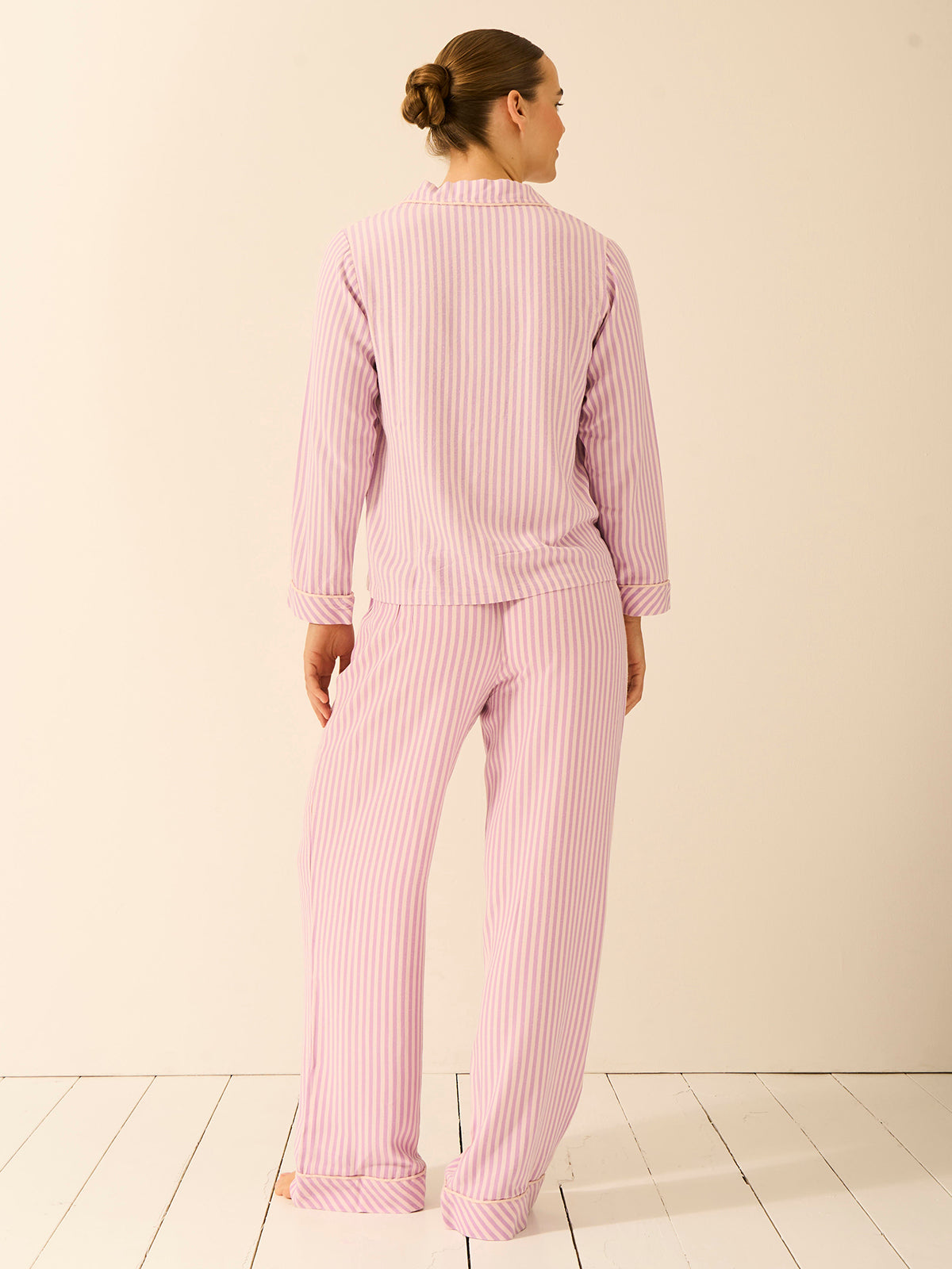 Soft Brushed Woven Pajama Top - Lavender Haze Stripe