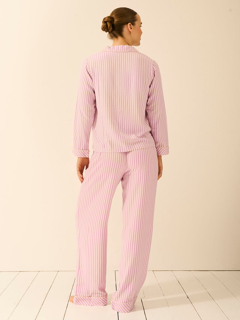 Soft Brushed Woven Pajama Top - Lavender Haze Stripe