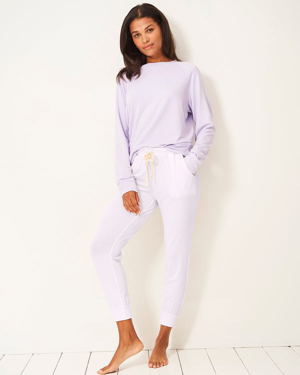 Sweatshirt & Lounge Pant Set - Lavender Stripe & Stare