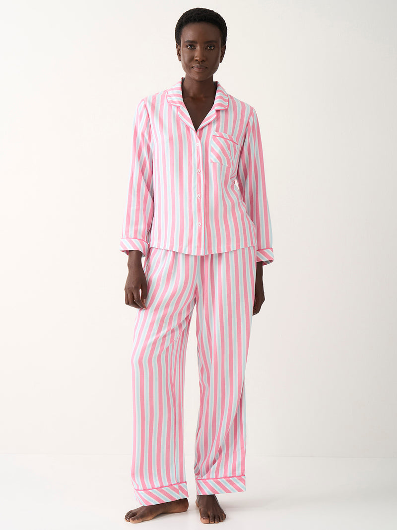 Soft Brushed Woven Pajama Top - Lazy Days Stripe