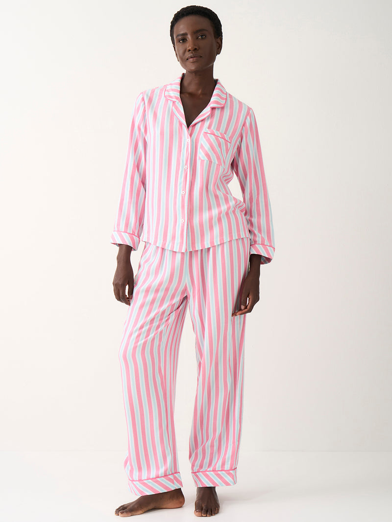 Soft Brushed Woven Pajama Bottoms - Lazy Days Stripe