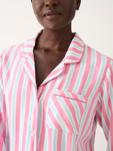 Soft Brushed Woven Pajama Top - Lazy Days Stripe