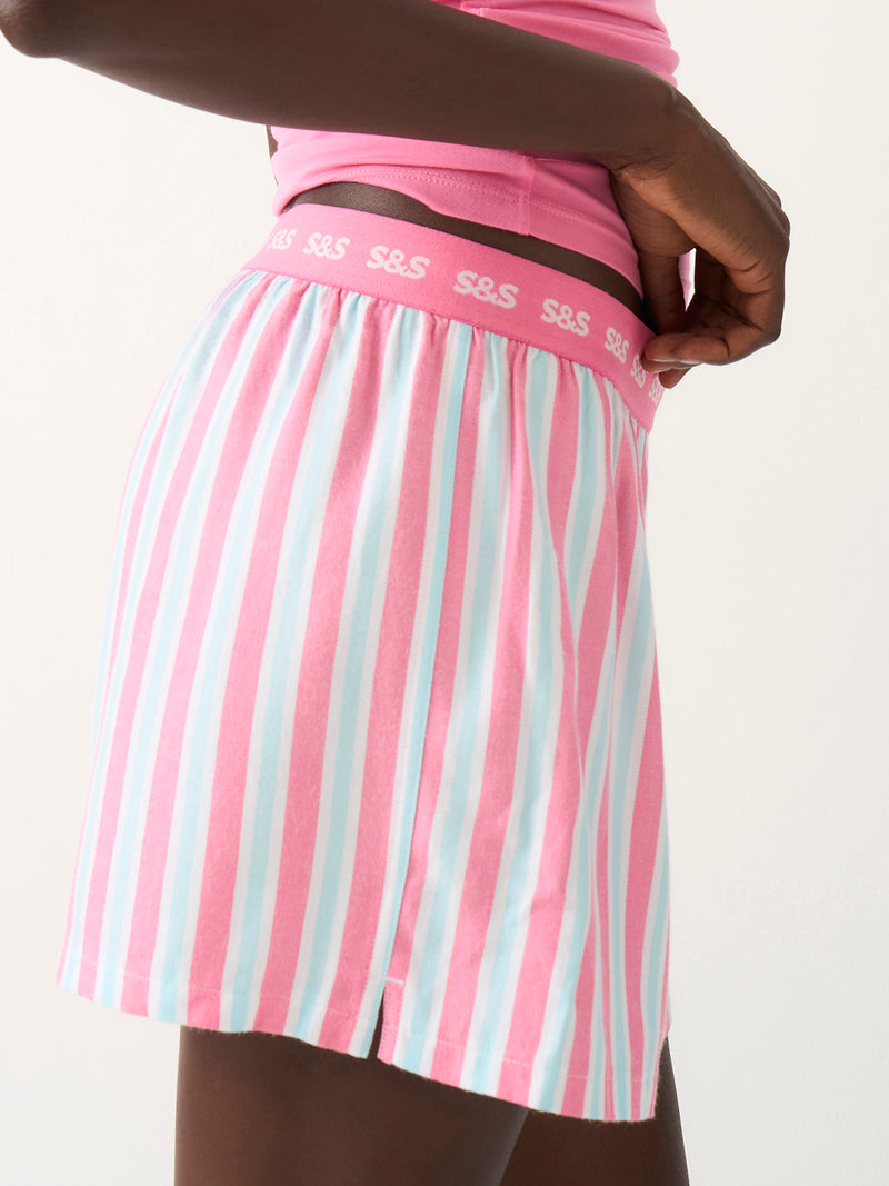 Soft Brushed Woven Pajama Shorts - Lazy Days Stripe