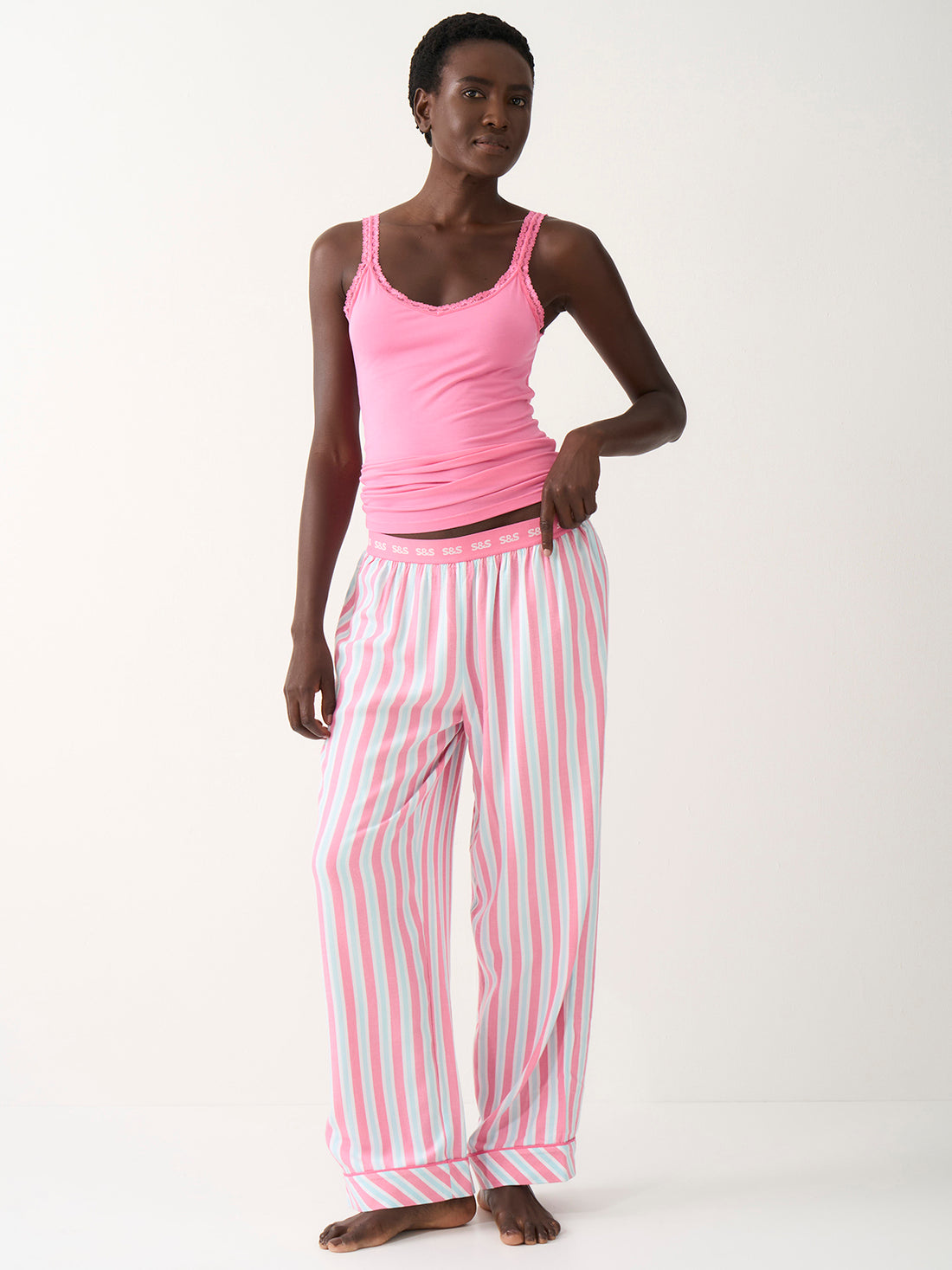Soft Brushed Woven Pajama Bottoms - Lazy Days Stripe
