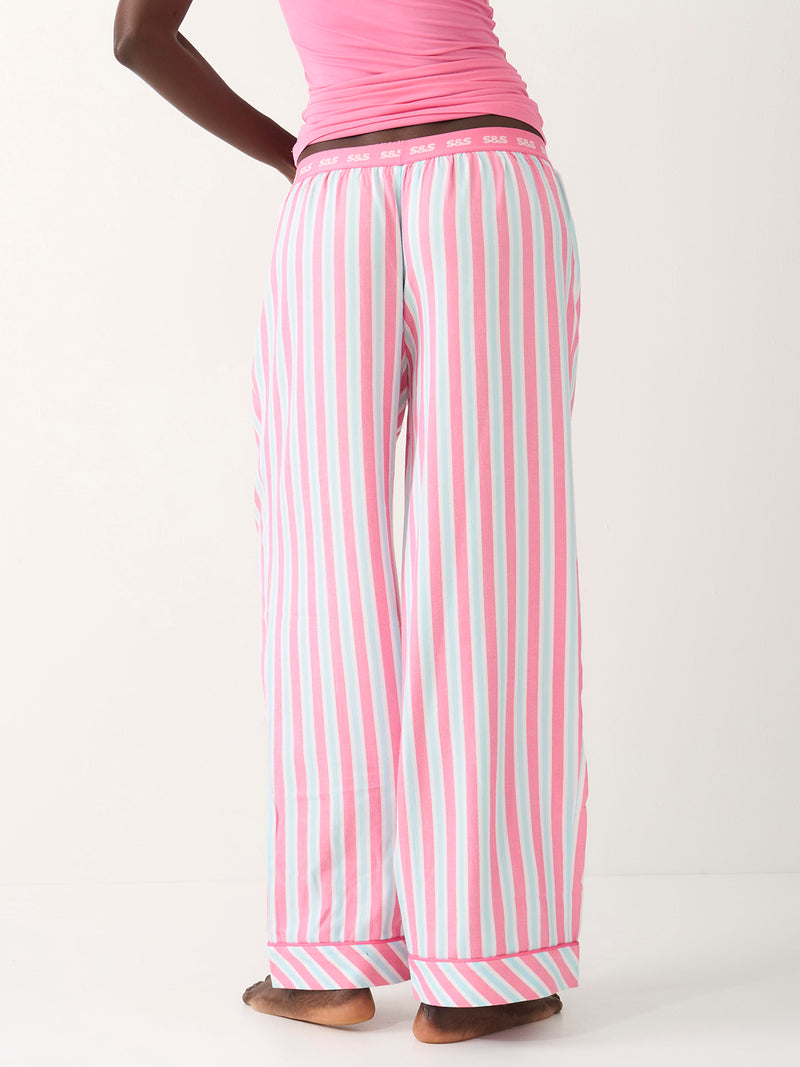 Soft Brushed Woven Pajama Bottoms - Lazy Days Stripe