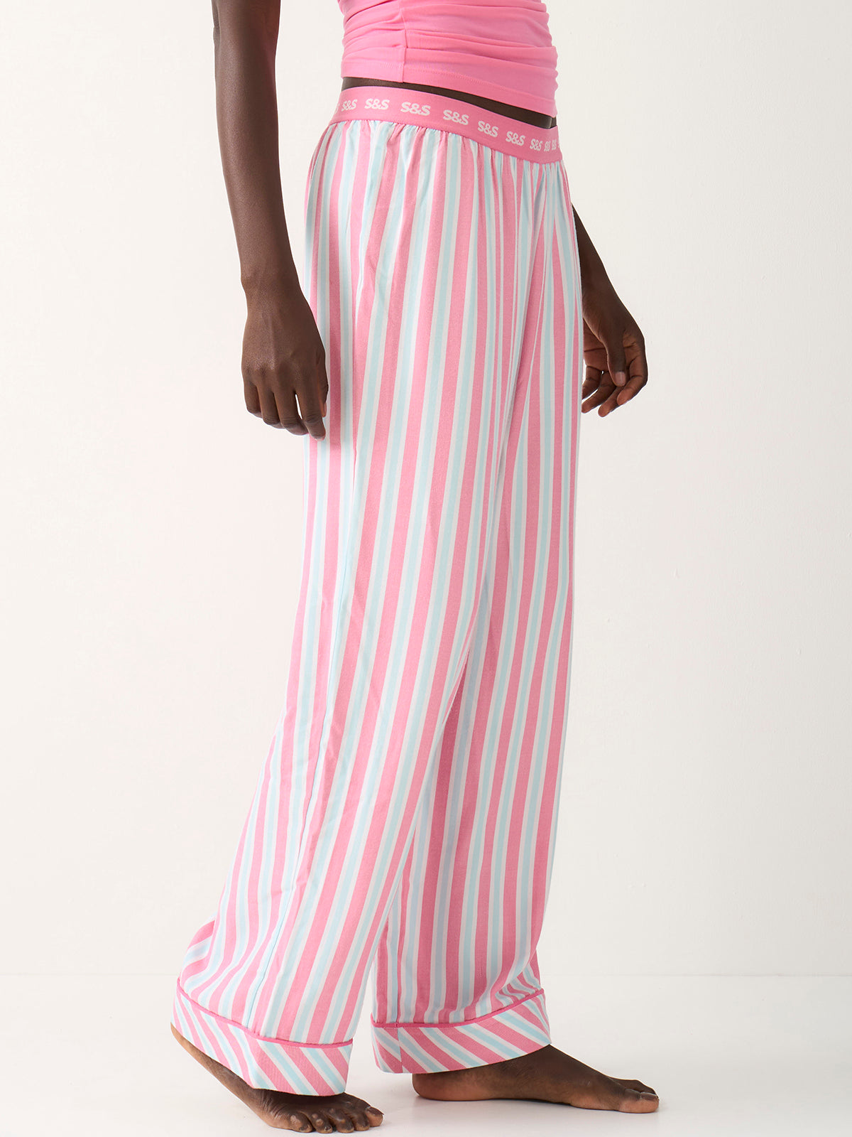 Soft Brushed Woven Pajama Bottoms - Lazy Days Stripe