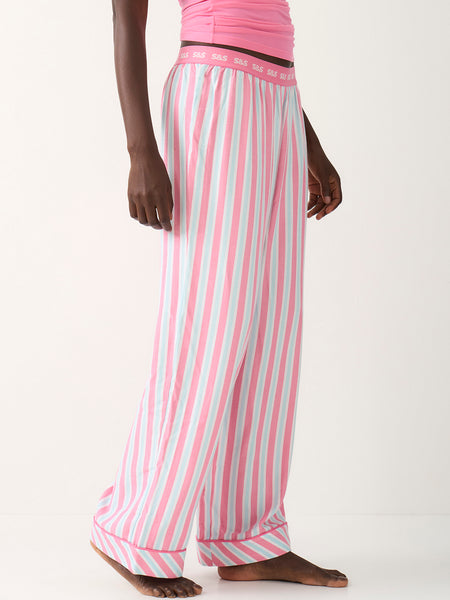 Soft Brushed Woven Pajama Bottoms - Lazy Days Stripe