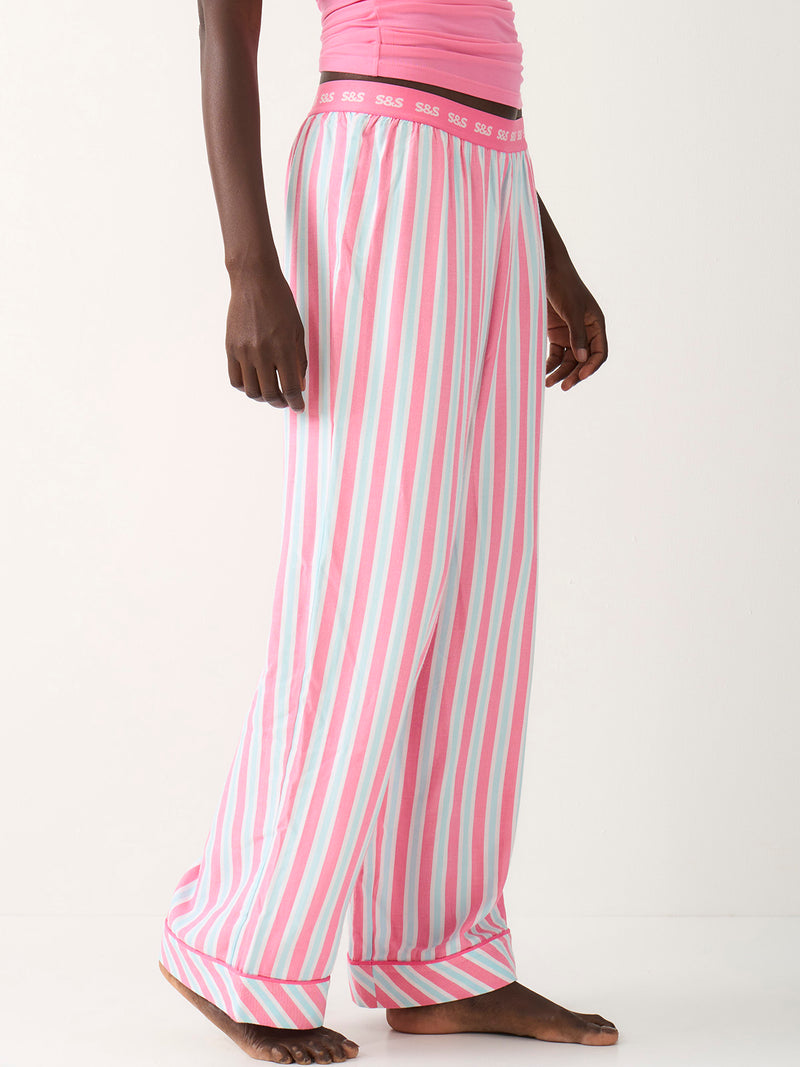 Soft Brushed Woven Pajama Bottoms - Lazy Days Stripe