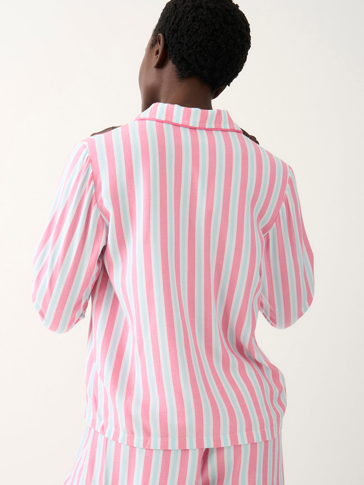 Soft Brushed Woven Pajama Top - Lazy Days Stripe