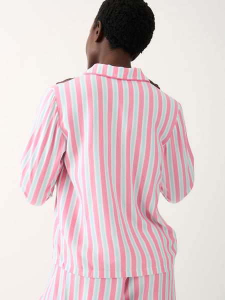 Soft Brushed Woven Pajama Top - Lazy Days Stripe