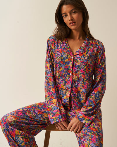 Long Pajama Set - Full Bloom Stripe & Stare