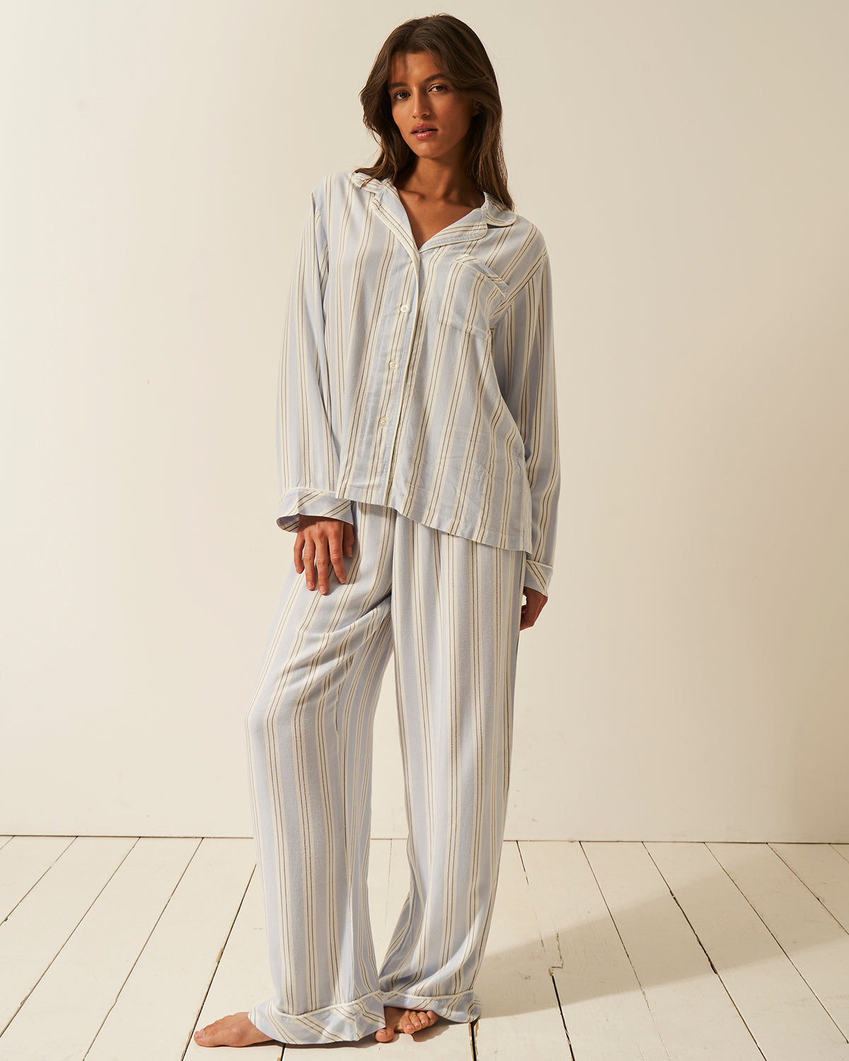 Soft Brushed Woven Pajama Bottoms - Barneby Gates Blue Anjos & Lourenco