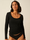 Scoop Long Sleeve Under Layer Top - Black