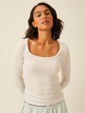 Scoop Long Sleeve Under Layer Top - White