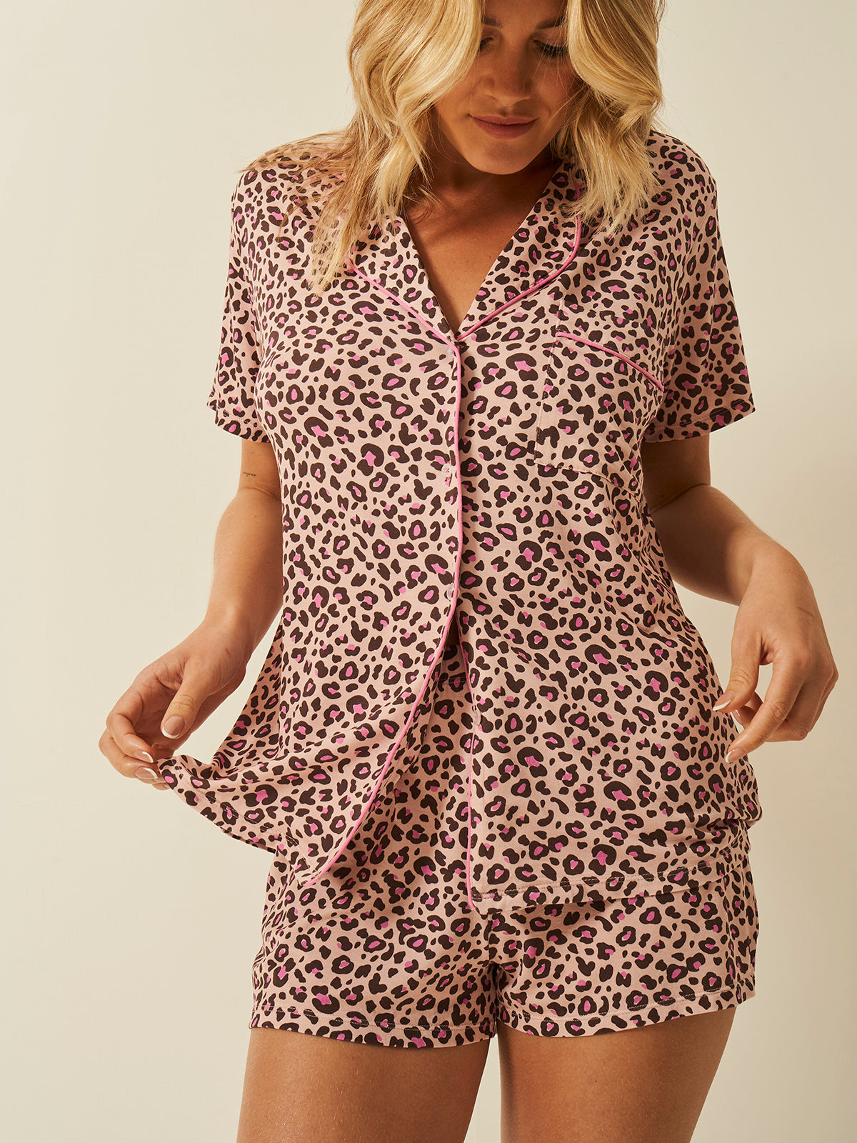 Short Pajama Set - Liquorice Leopard Charming Garment Enterprises Co