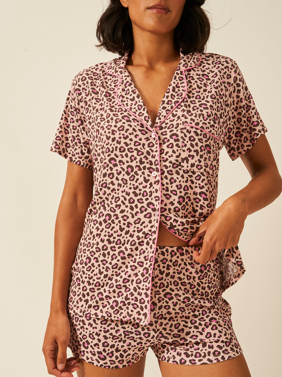 Short Pajama Set - Liquorice Leopard Charming Garment Enterprises Co