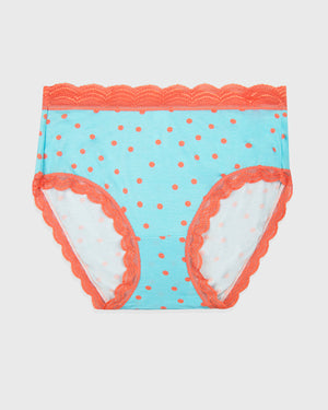 High Rise Brief - Turquoise and Coral Spots