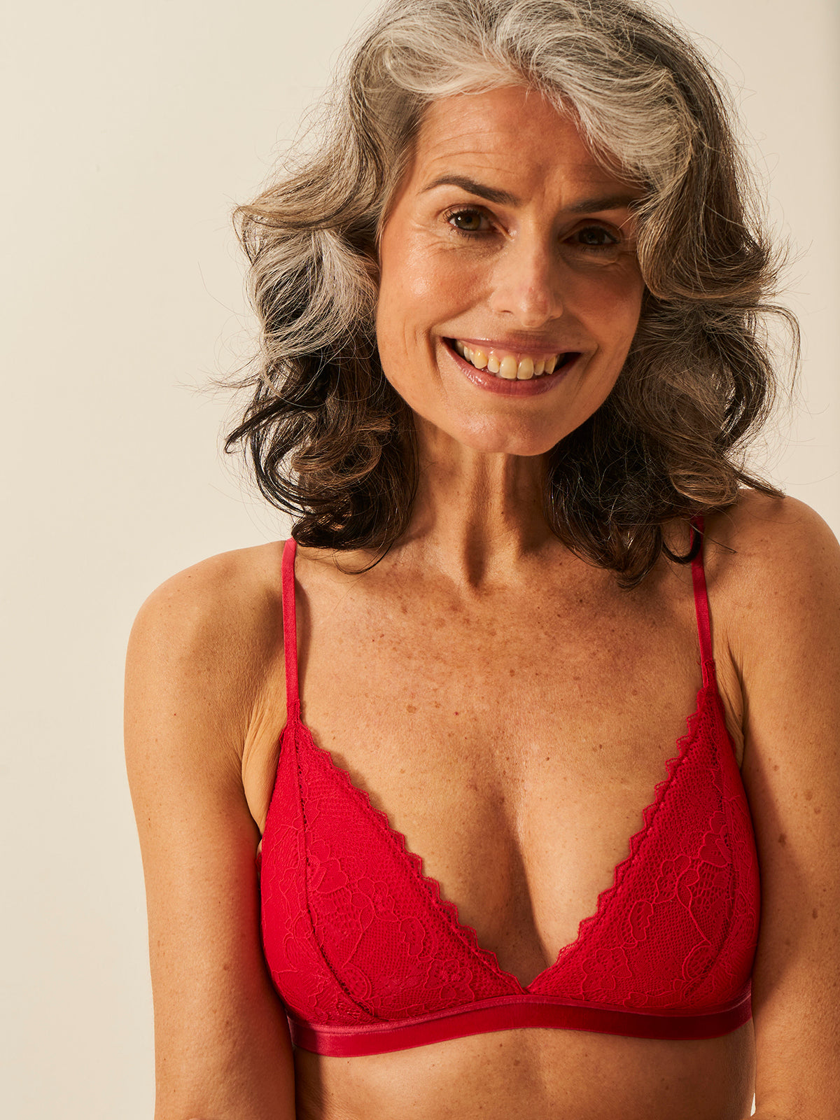 Eco Lace Padded Triangle Bra - Lipstick Red