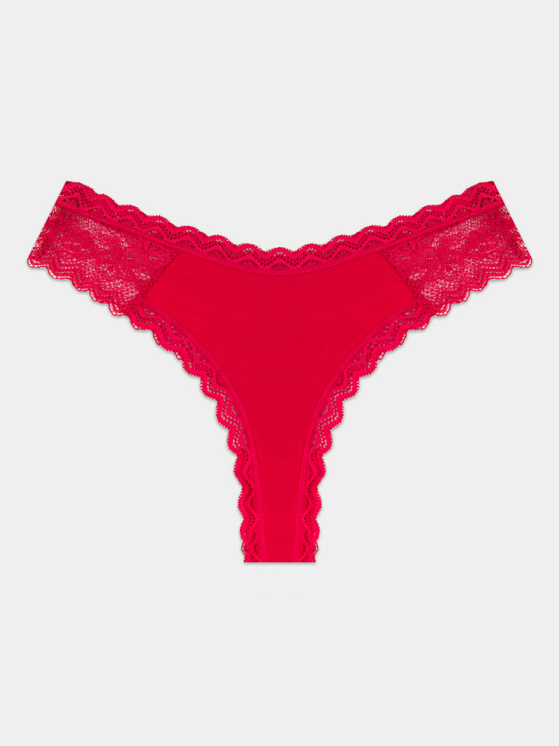 Eco Lace Thong - Lipstick Red Hop Lun Limited