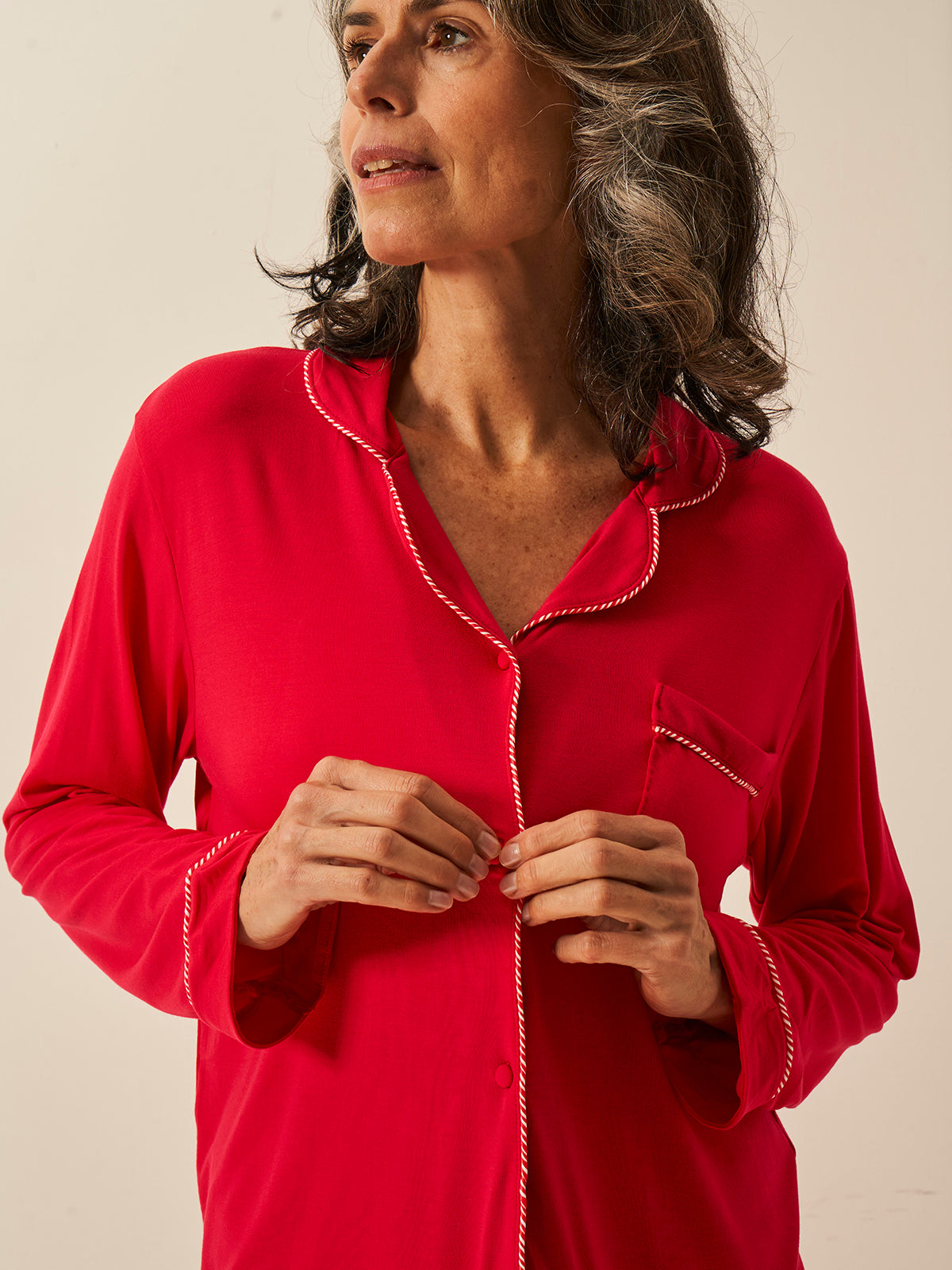 Long Pajama Set - Lipstick Red