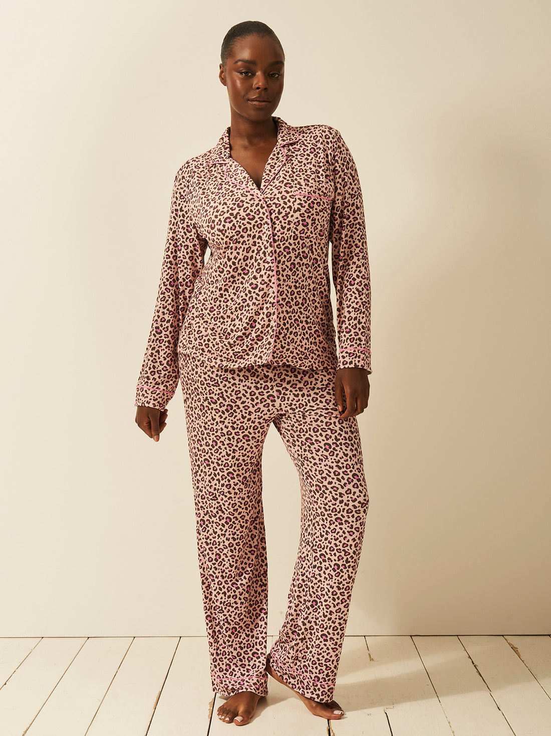 Long Pajama Set - Liquorice Leopard