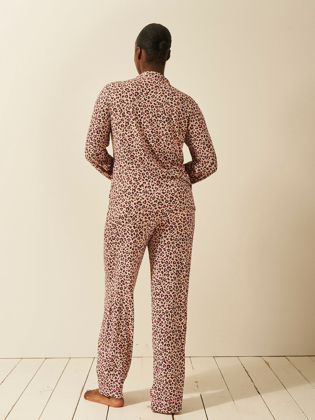 Long Pajama Set - Liquorice Leopard