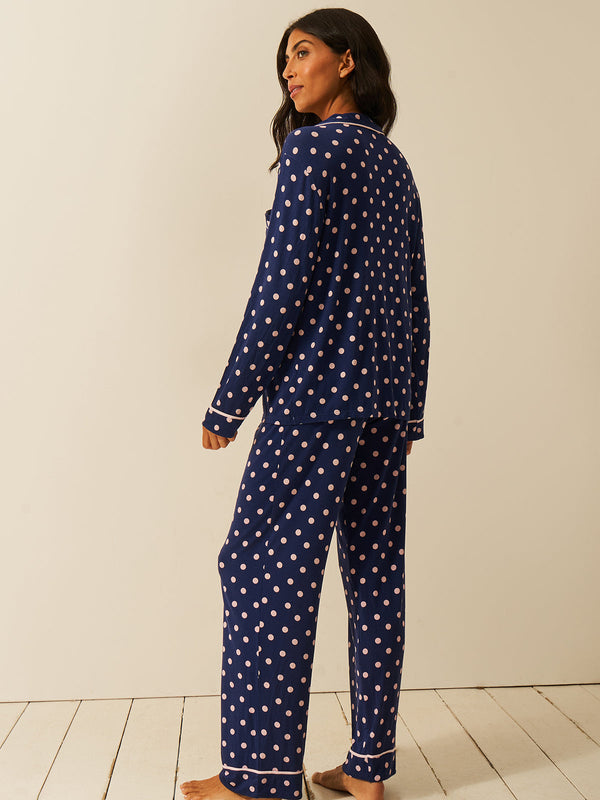 Long Pajama Set - Navy Spot