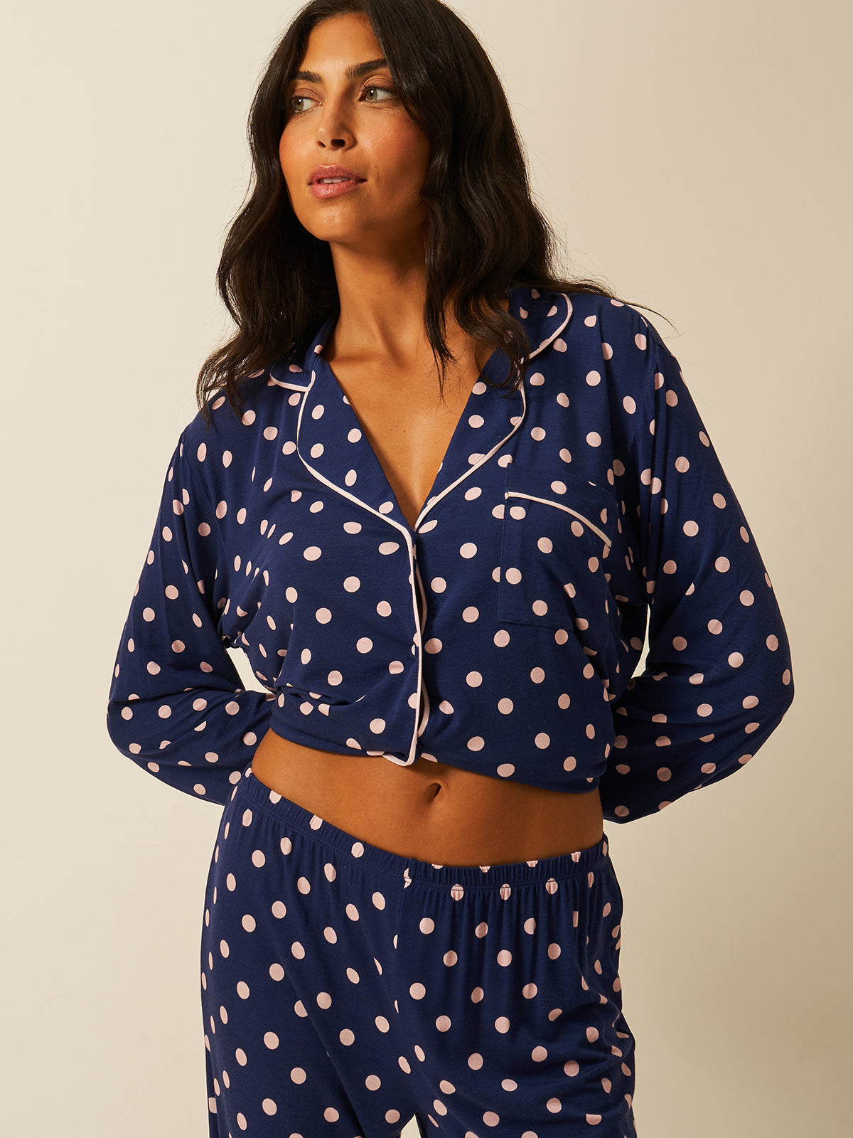 Long Pajama Set - Navy Spot