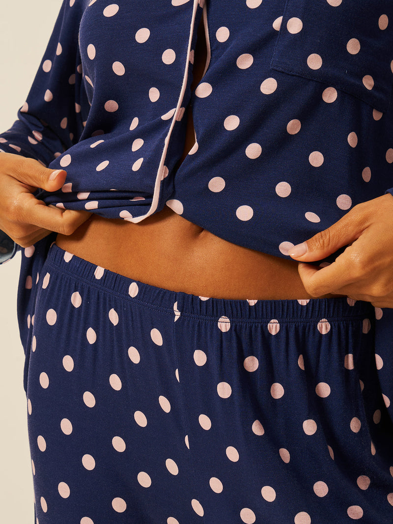 Long Pajama Set - Navy Spot