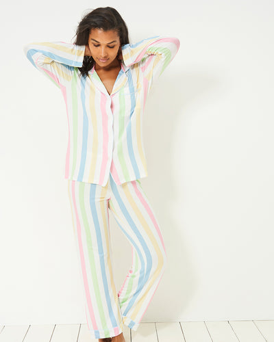 Long Pajama Set - Pastel Holiday Stripe Stripe & Stare