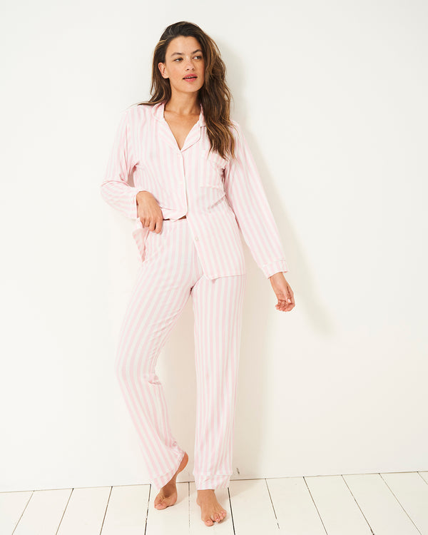 Long Pajama Set - Pale Pink Stripe