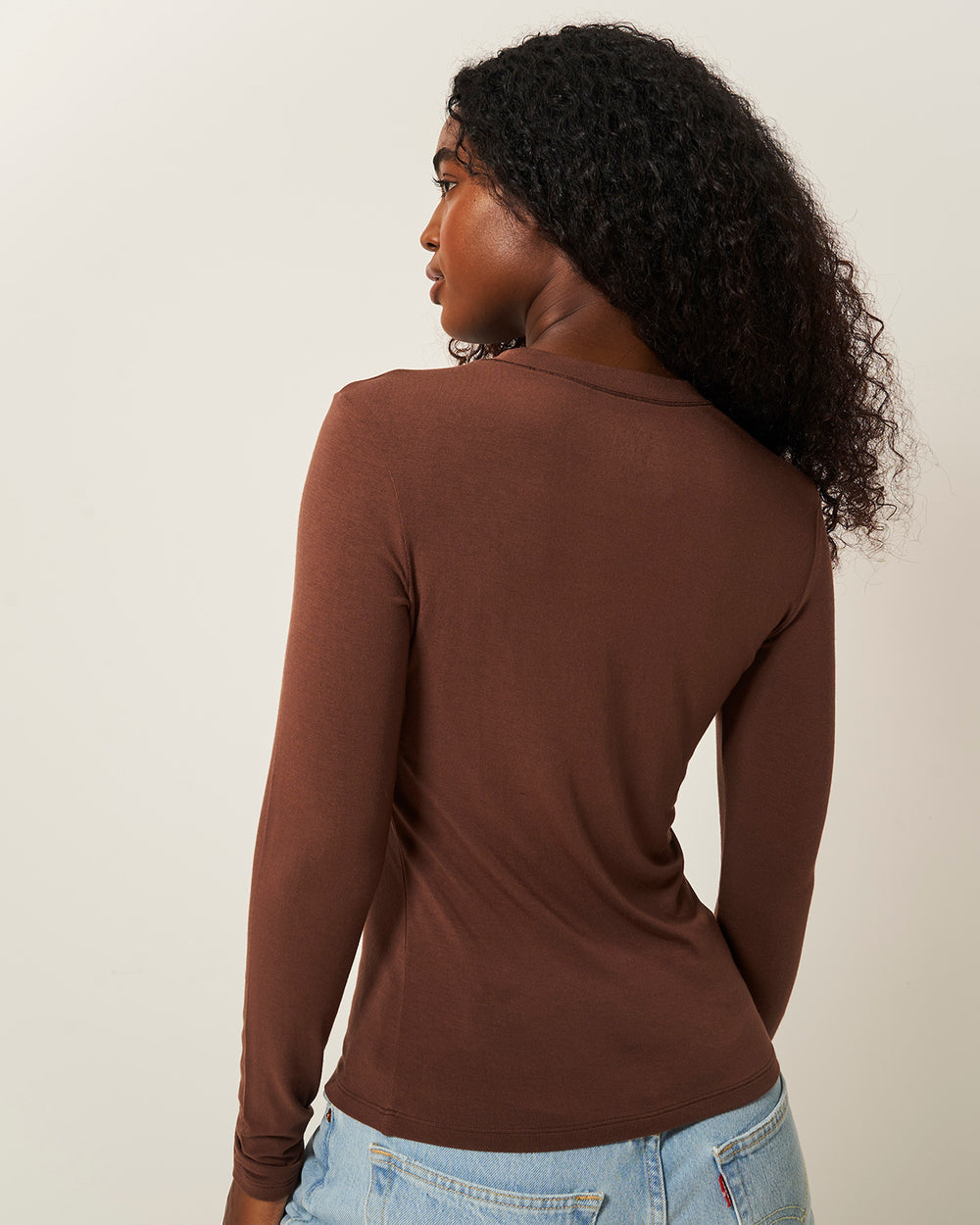 Long Sleeve Under Layer Top - Chocolate Stripe & Stare